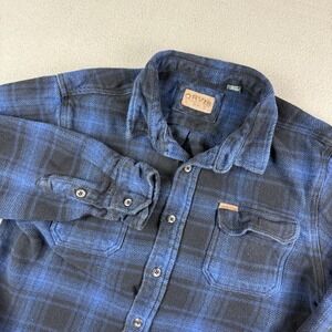 Orvis Shirt Jacket Mens XL Blue‎ Black Flannel Plaid Shacket Heavyweight